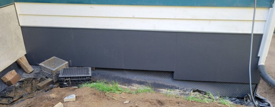 SDG™ panels coated over after installed over ICF foundation walls. This ICF cover/cladding product will outlast all other products.